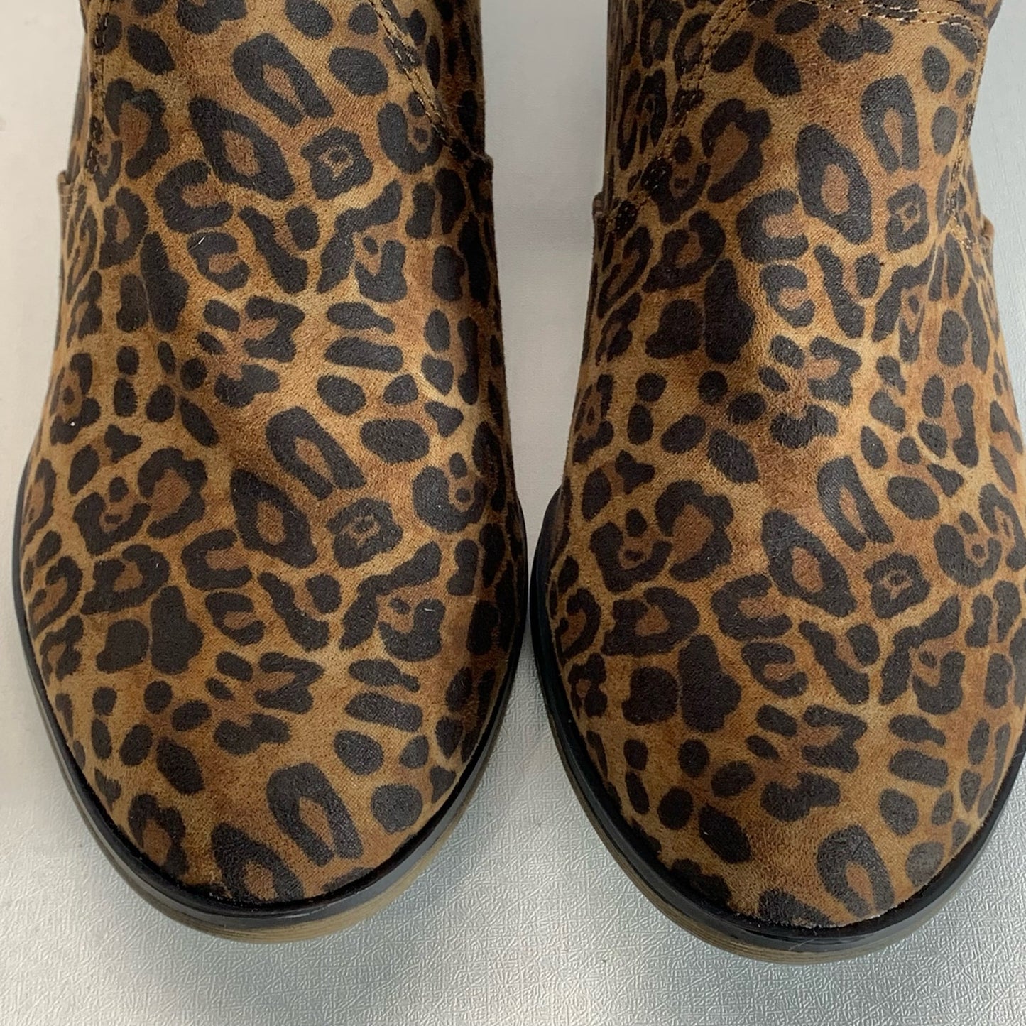 SUN+STONE Women's Brown Leopard Abby Double-Zip Round-Toe Block-Heel Booties SZ8