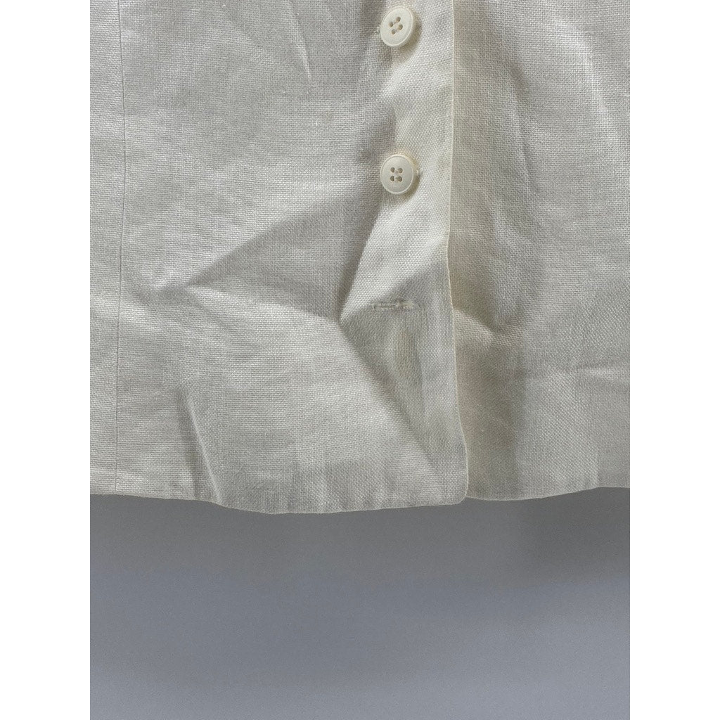 TALBOTS Women's Petite White Linen Button-Up V-Neck Lightweight Vest Top SZ 6P