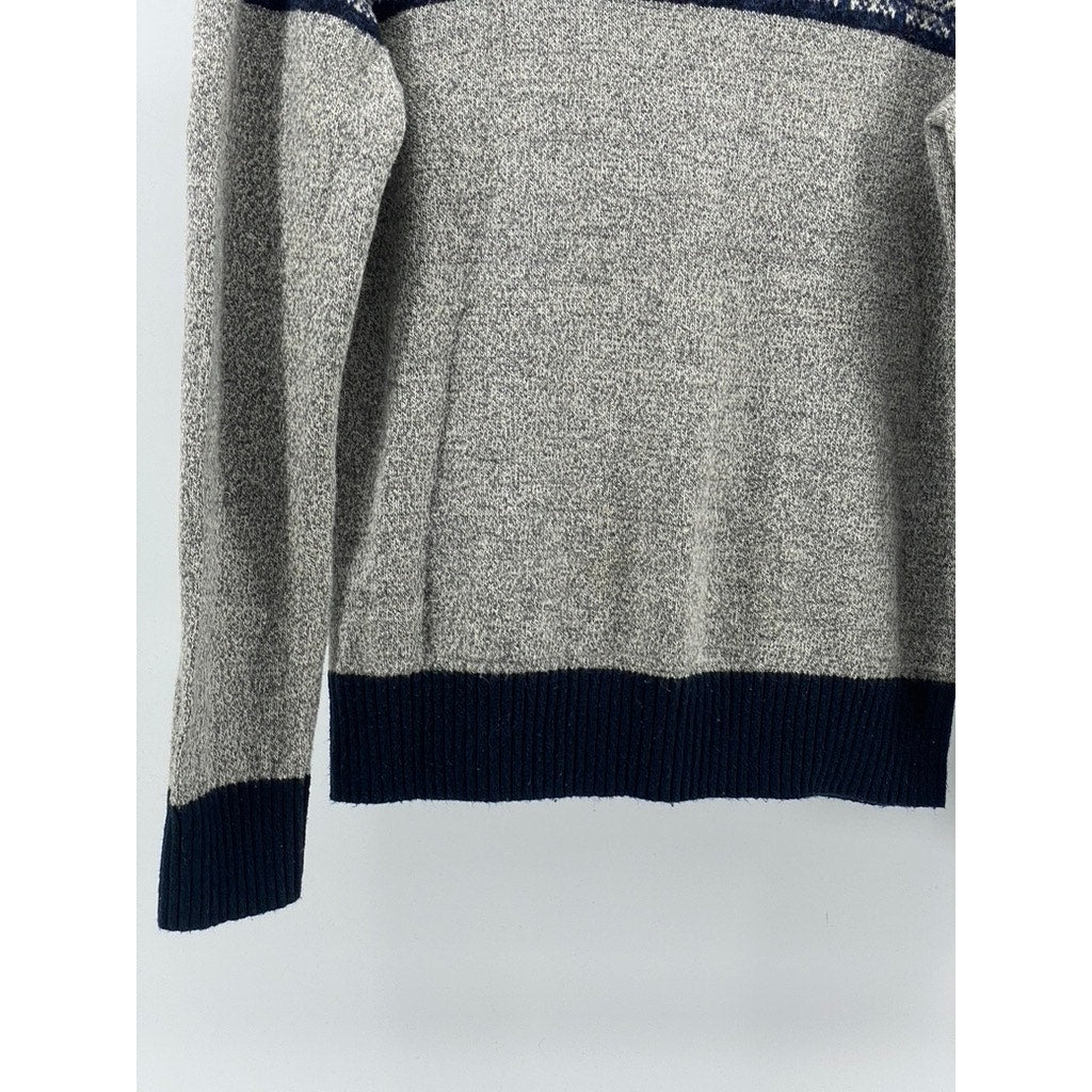 AMERICAN EAGLE Men's Navy Blue-Gray Arrow Crewneck Knit Long Sleeve Sweater SZ M