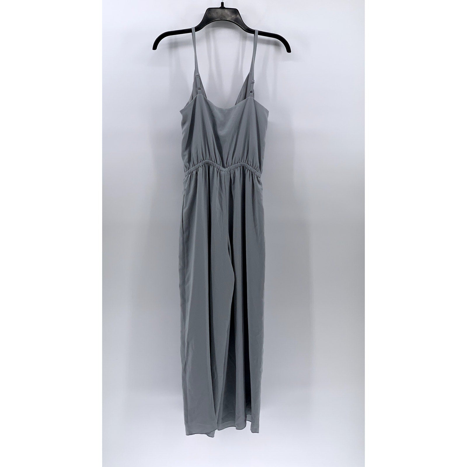 WILFRED Women's Gray V-Neck Spaghetti Strap A-Line Midi Dress SZ S