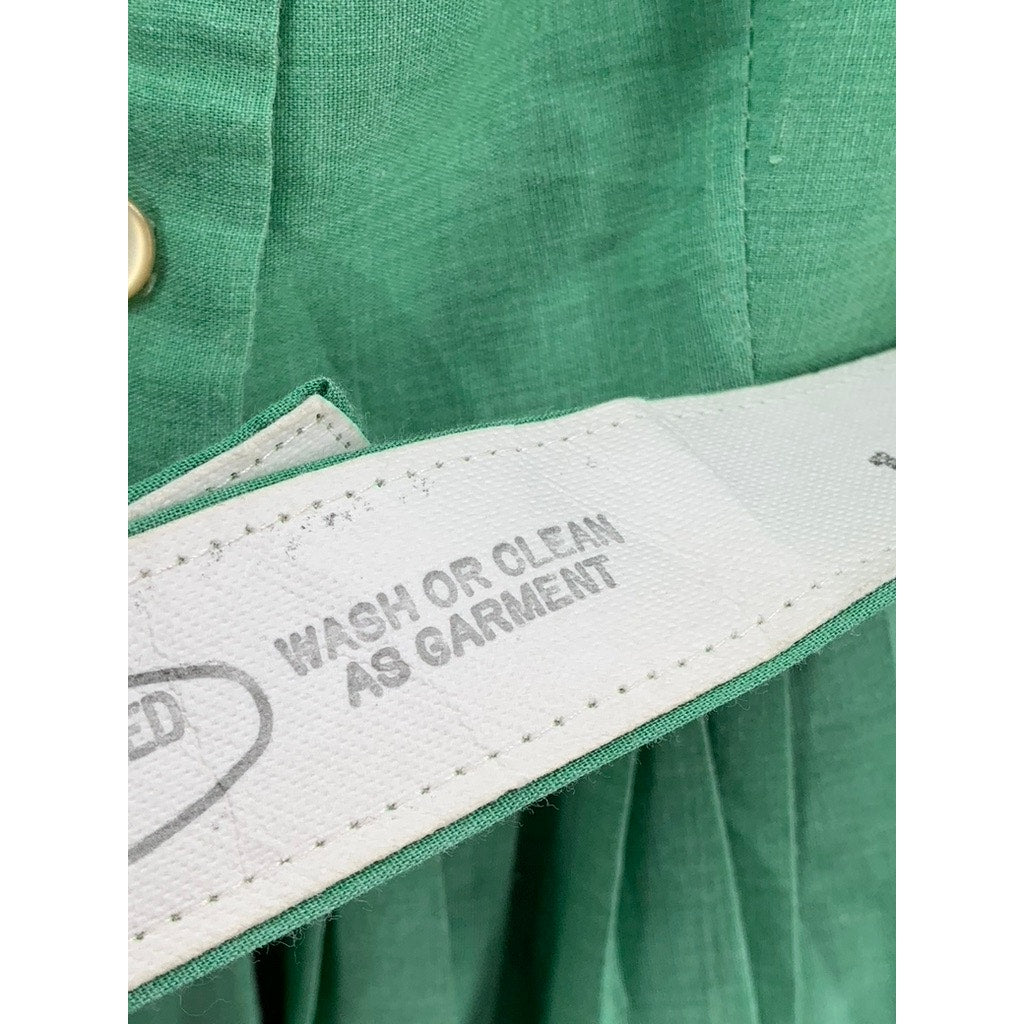 UNBRANDED Women's Green Knit Trim Sleeveless Belted Fit & Flare Midi Dress SZ 2