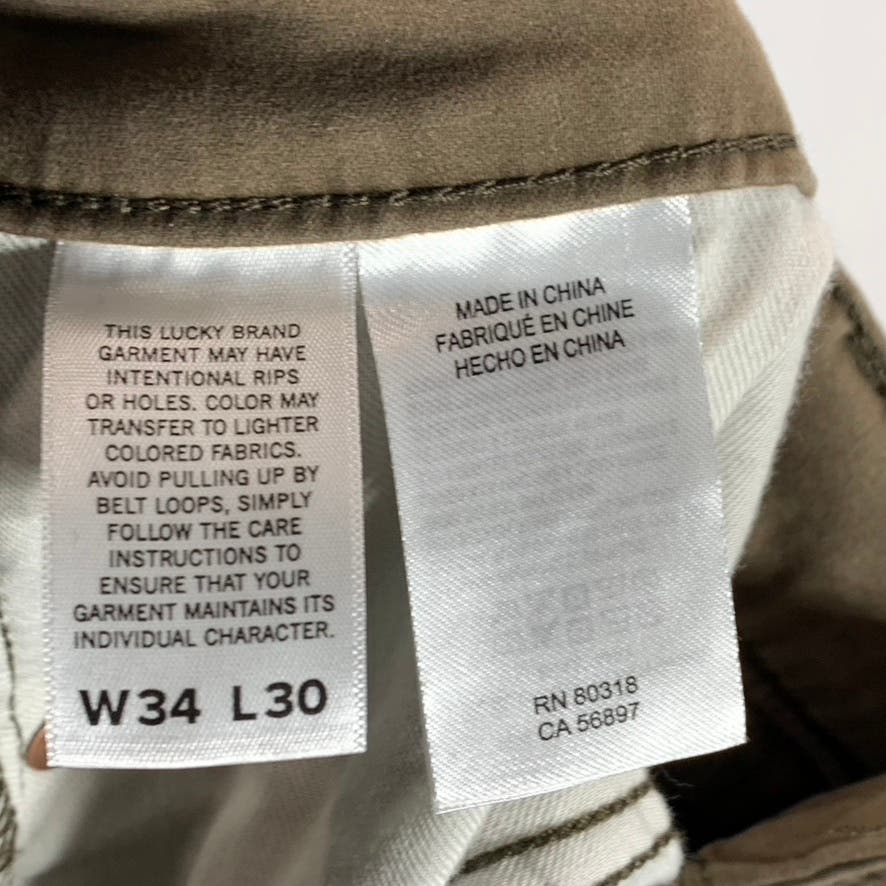 LUCKY BRAND Men's Brown 121 Slim Straight-Leg Five-Pocket Stretch Jeans SZ 34X30