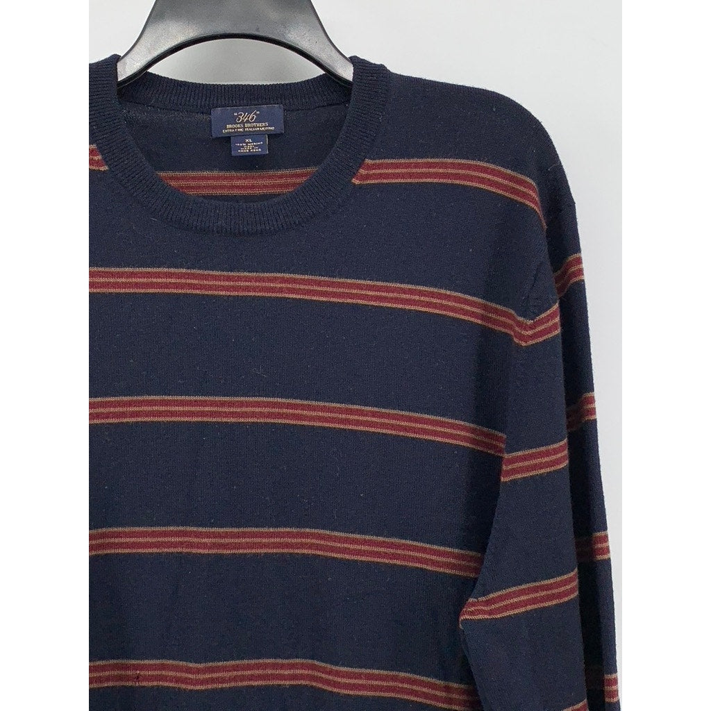BROOKS BROTHERS 346 Men's Vintage Navy-Red Striped Wool Sweater SZ XL