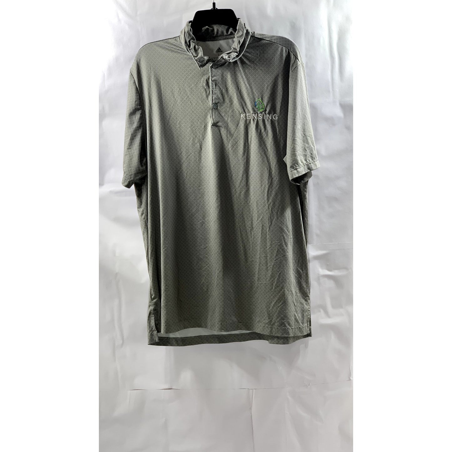 ADIDAS Men's Gray Diamond Print Short Sleeve Golf Polo Shirt SZ L