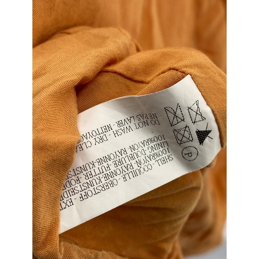 CAPULET Women’s Orange Pansy Asymmetrical Hem Wrap Long Sleeve Dress SZ S