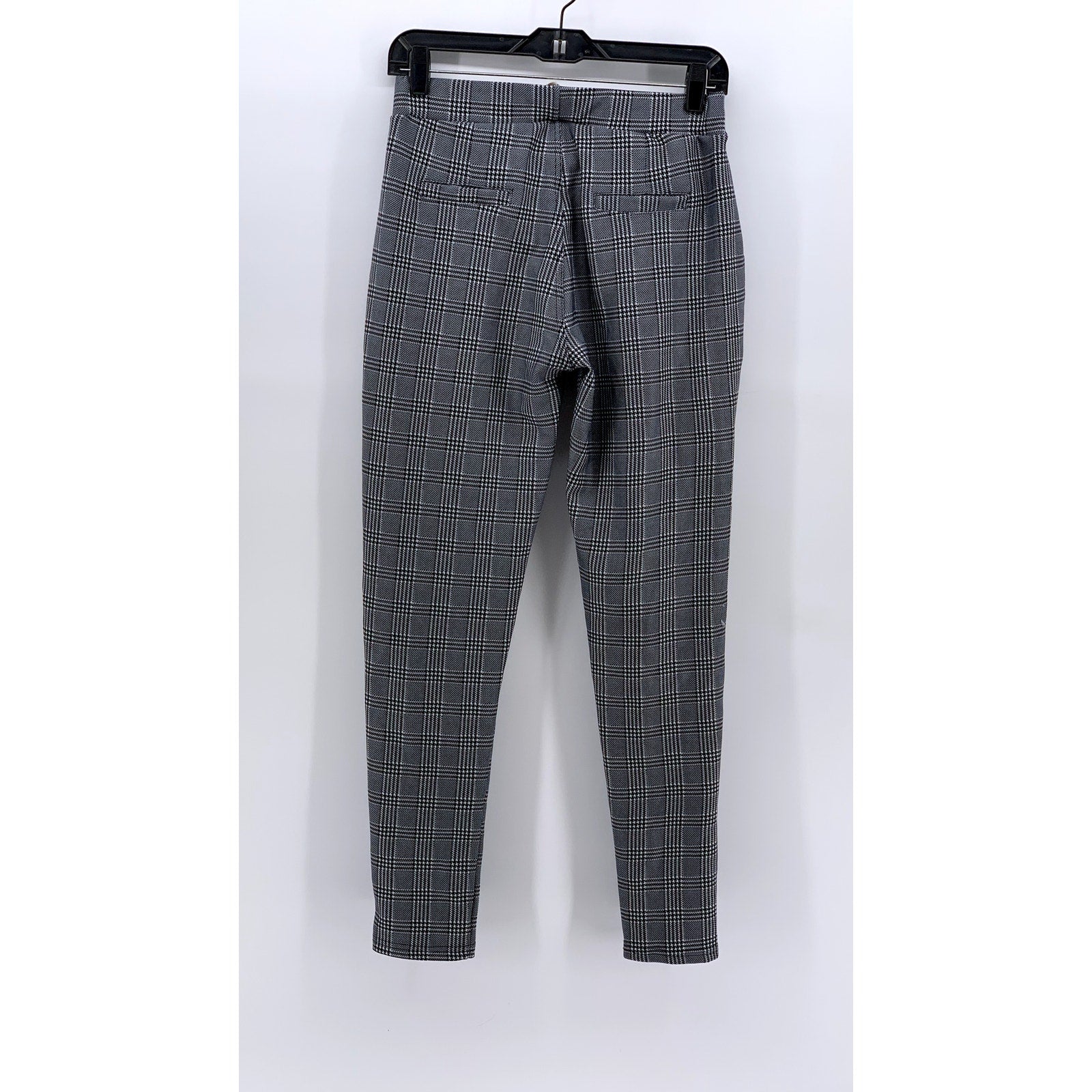 INDERO Women's Black-White Houndstooth Check Skinny Pants SZ L/XL