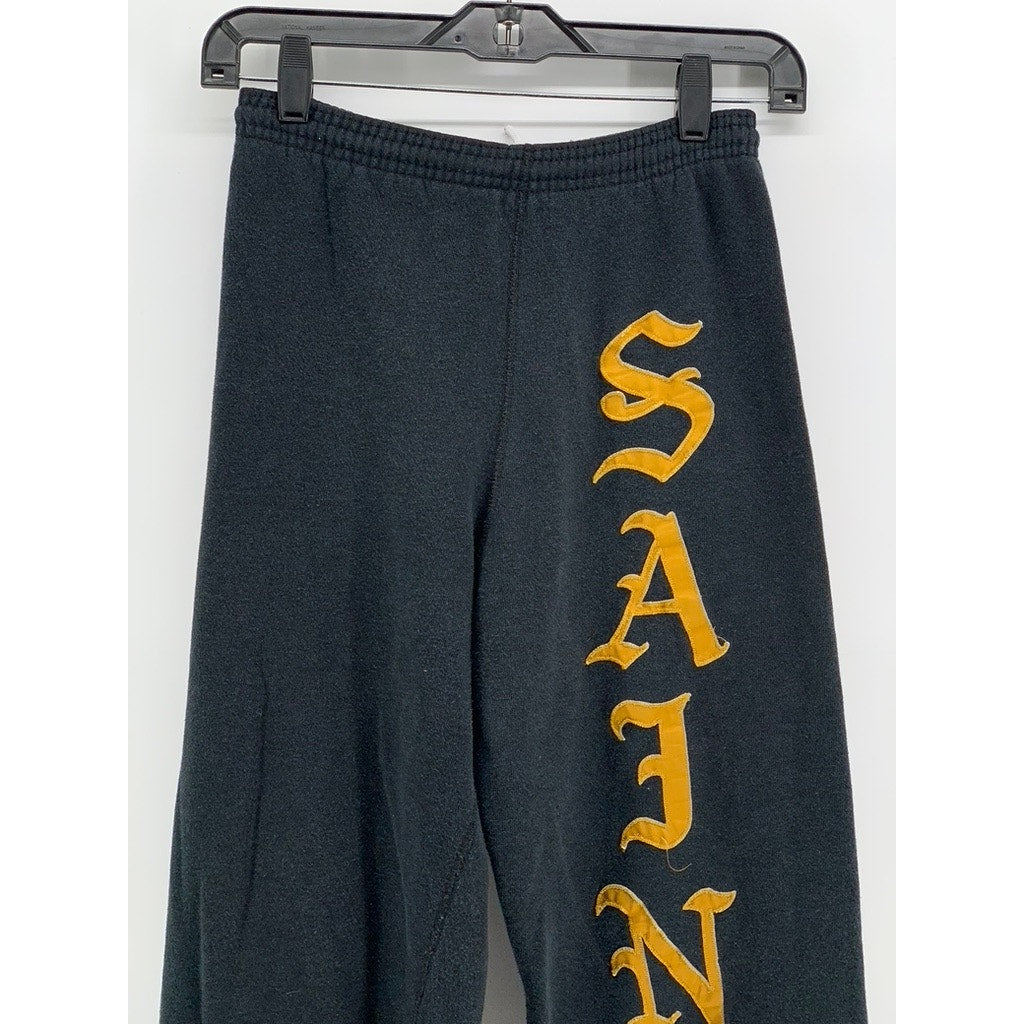 BASSETT WALKER Women's Vintage Washed Black Saints Printed Sweatpants SZ S