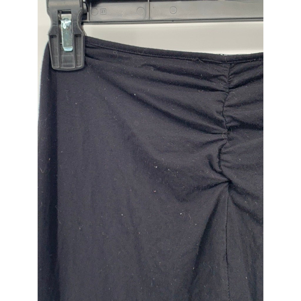 I.AM.GIA Women's Black Ruched Drawstring Relaxed-Fit Wide-Leg Pull-On Pant SZ S