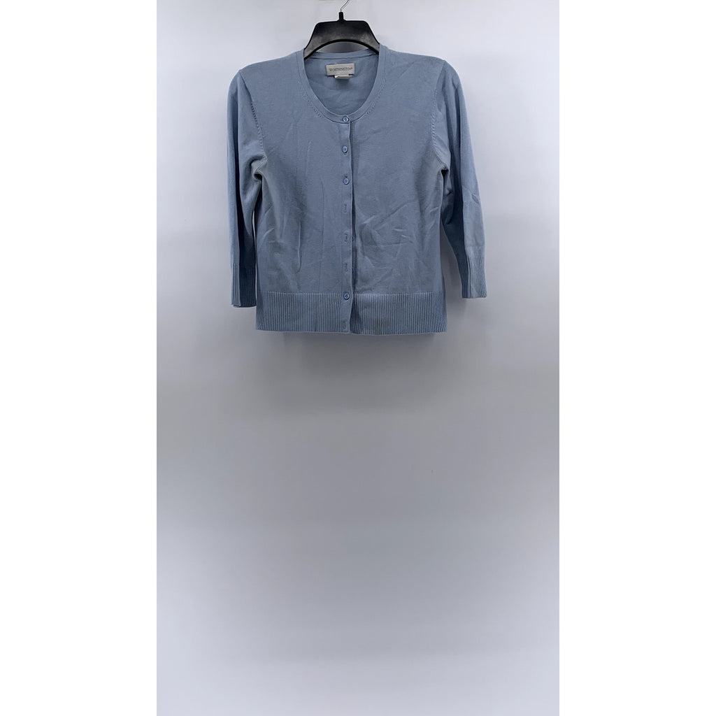 WORTHINGTON Women’s Light Blue Crewneck Button-Up Long Sleeve Cardigan SZ S