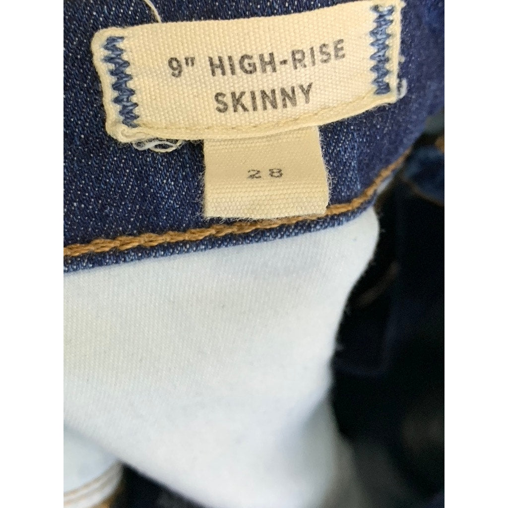 MADEWELL Women's Dark Blue Distressed 9" High-Rise Skinny Denim Jean SZ 28