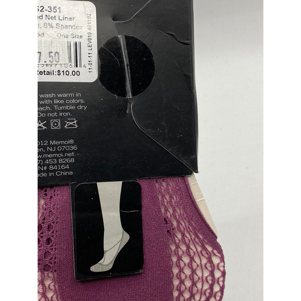 MEMOI Women's Tulipwood Purple Mesh Cross Stranded Net Liner Socks SZ OS