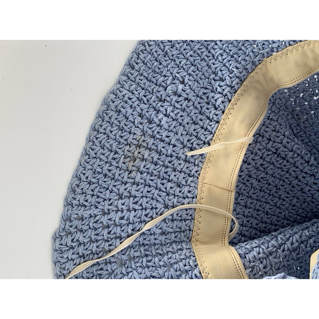 UNBRANDED Women's Blue Woven Bucket Style Adjustable Beach Hat SZ OS