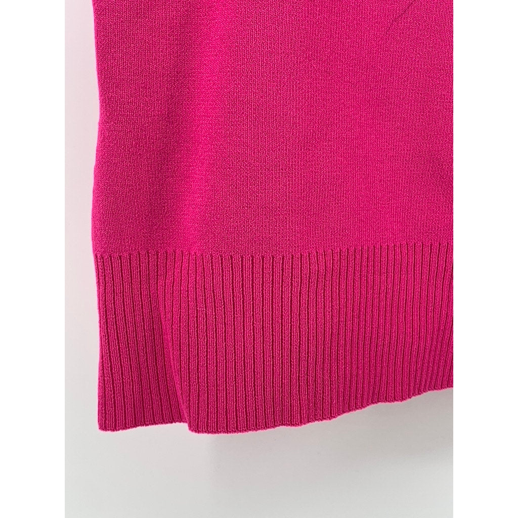 CABLE & GUAGE Women's Petite Fuchsia Pink Ribbed Crewneck Tank Top SZ PM