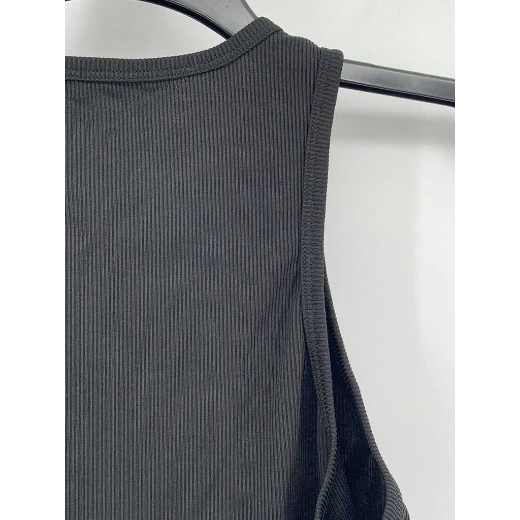 SHEIN Women's Black-White Skeleton Crewneck Sleeveless Cropped Tank SZ M