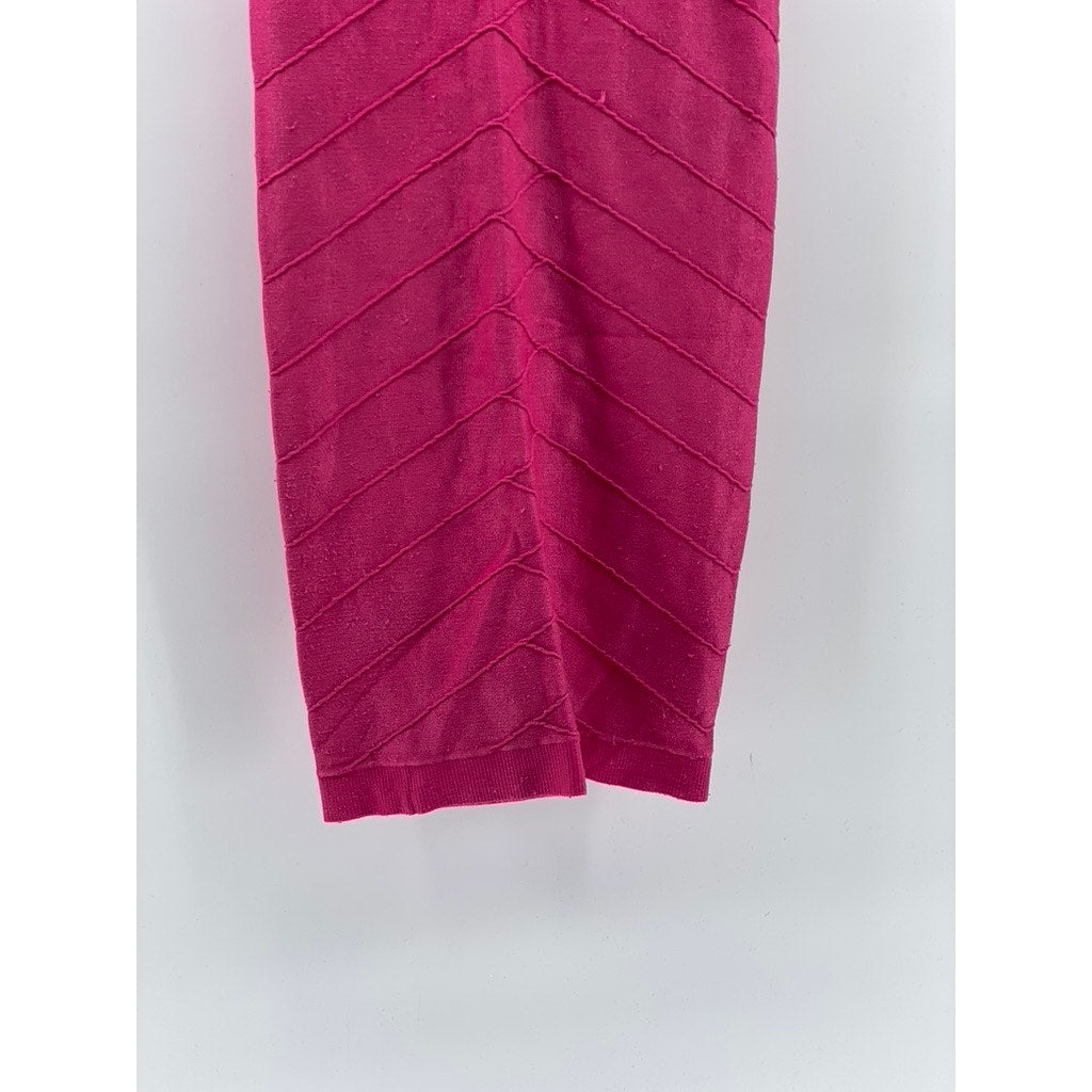 BEBE Women's Petite Bright Rose Scoop-Neck Cutout Back Bodycon Mini Dress SZ P/S