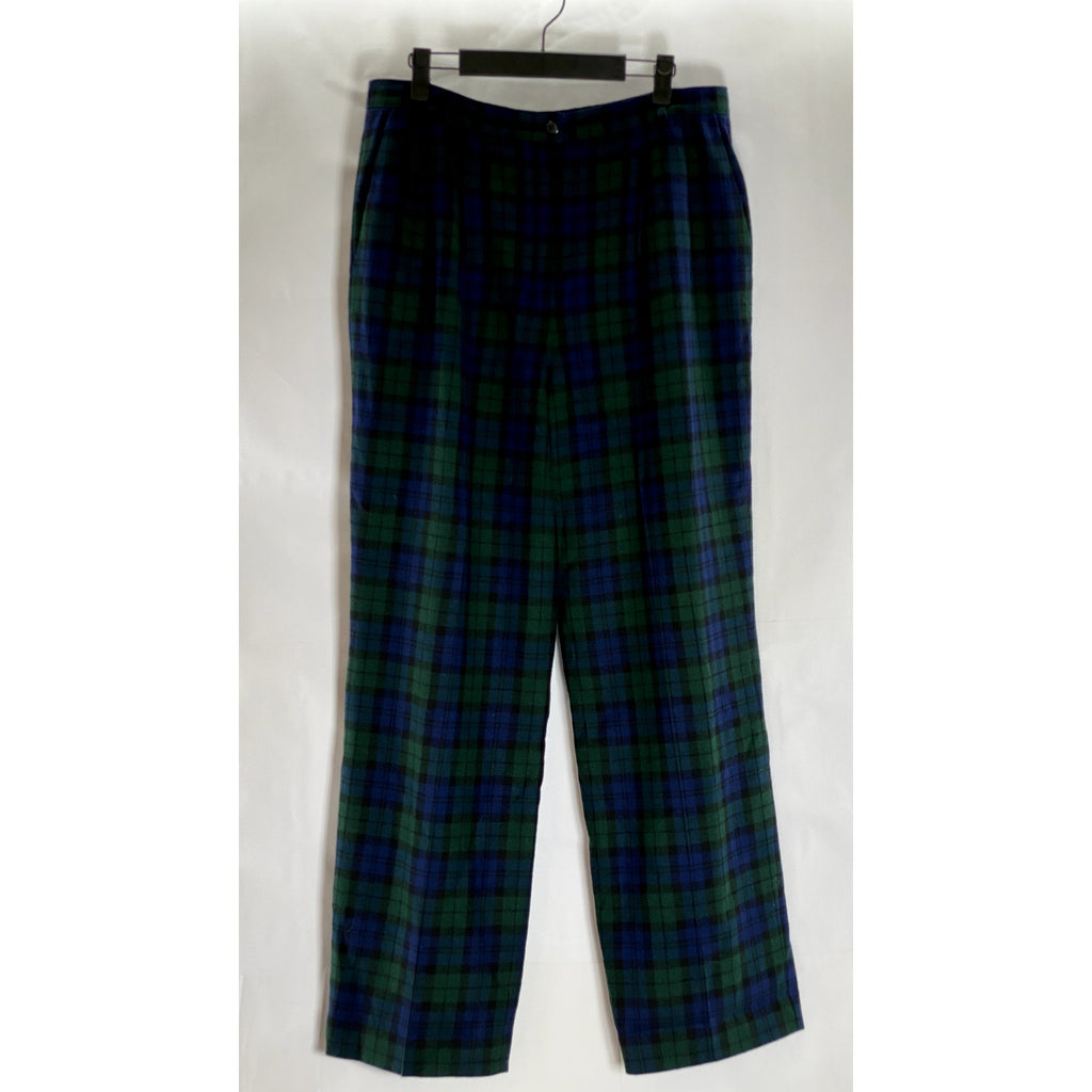 PENDLETON Men's Green/Black Plaid Black Watch tartan Straight-Leg Pants SZ 12