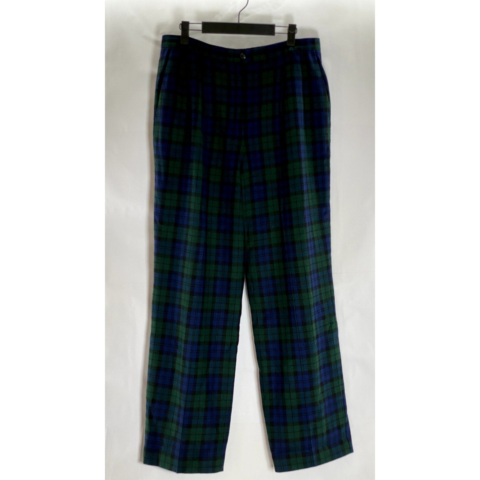 PENDLETON Men's Green/Black Plaid Black Watch tartan Straight-Leg Pants SZ 12