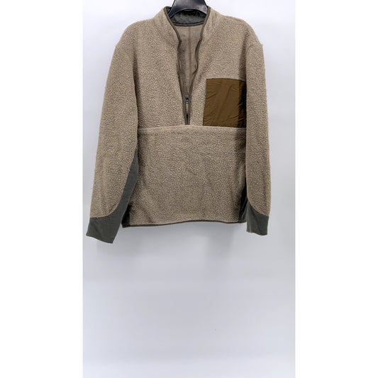 LULULEMON Men's Beige-Gray Sherpa Pyle Stand Collar Long Sleeve Sweater SZ L