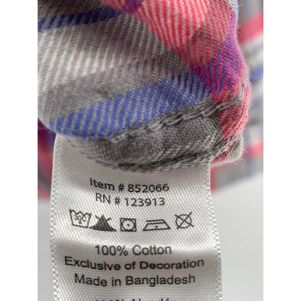 JACHS GIRLFRIEND Women's Multi Plaid Button-Up Long Sleeve Bea Cotton Top SZ XL
