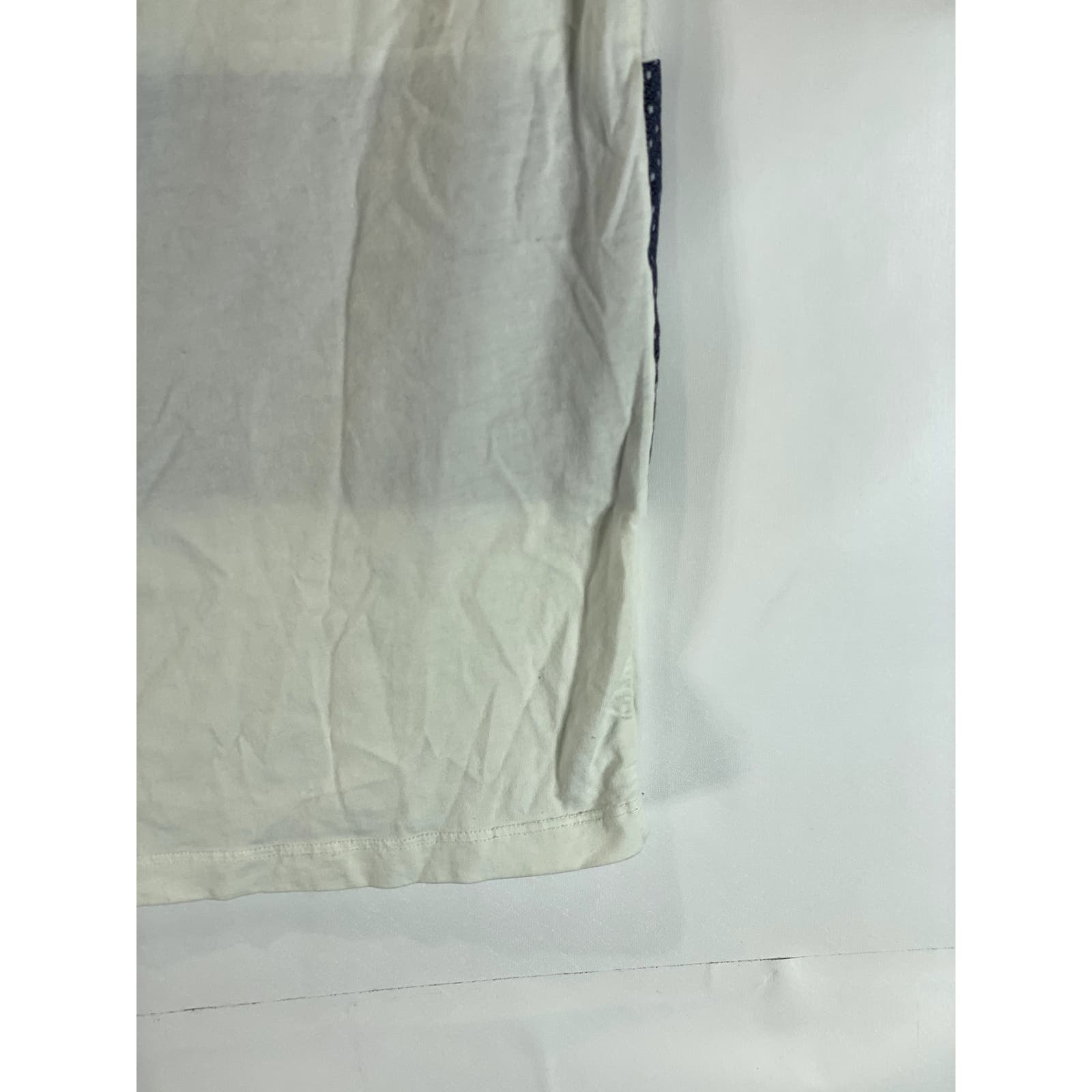 ZARA MAN Men's Navy/White Printed Colorblock Crewneck Short Sleeve T-Shirt SZ S