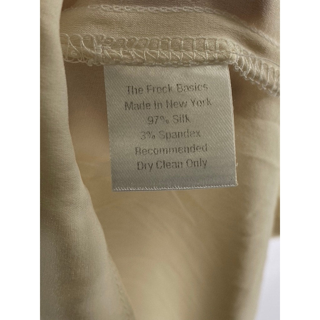 THE FROCK NYC Women's Beige Silk Crewneck Long Sleeve Lightweight Midi Dress SZS