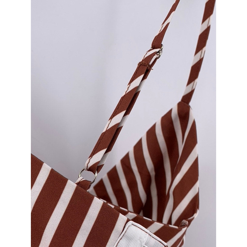 UNBRANDED Women's Brown-White Striped Bralette SZ S