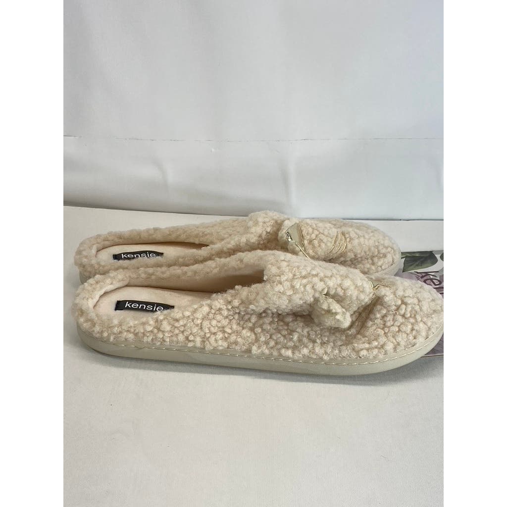 KENISE Women's Ivory Comfy Critter Faux-Fur Memory Foam Clog Slipper SZXL(10/11)