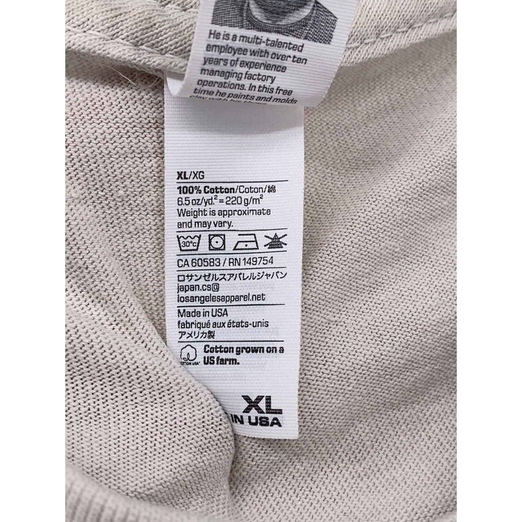 LOS ANGELES APPAREL Men's Beige Basketball Graphic T-Shirt SZ XL