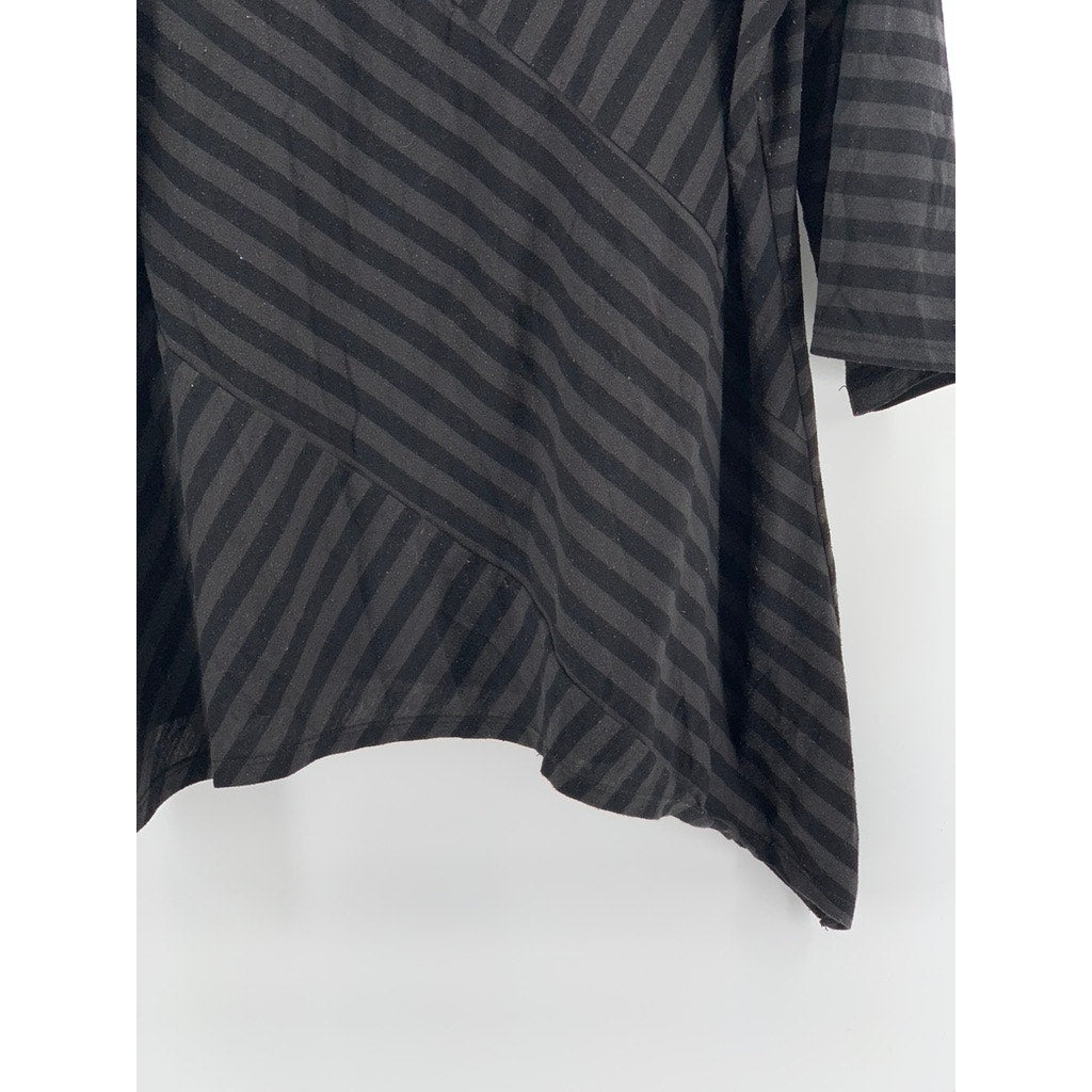 GREAT NORTHWEST INDIGO Women's Plus Black-Gray Striped Long Sleeve Top SZ 2X