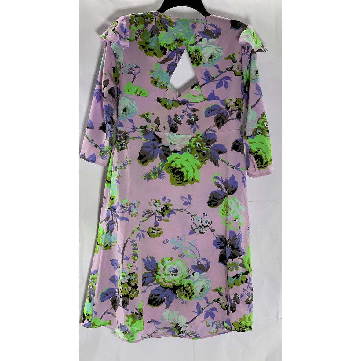 ASOS Women's Lilac Floral V-Neck Ruffle Shoulder Long Sleeve Midi Dress SZ 8
