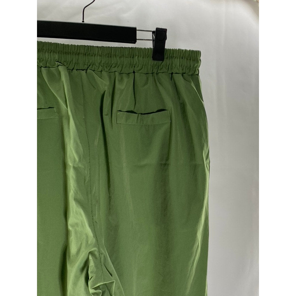 EORCPAEN MINO Women's Green Elastic-Drawstring Waist Straight-Leg Pants SZ 6XL