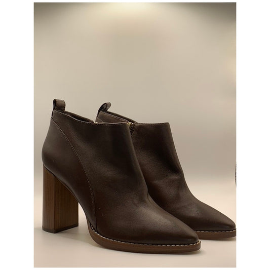 MAX MARA Women's Brown Leather Danubio Pointed-Toe Side-Zip Booties SZ 40(US10)