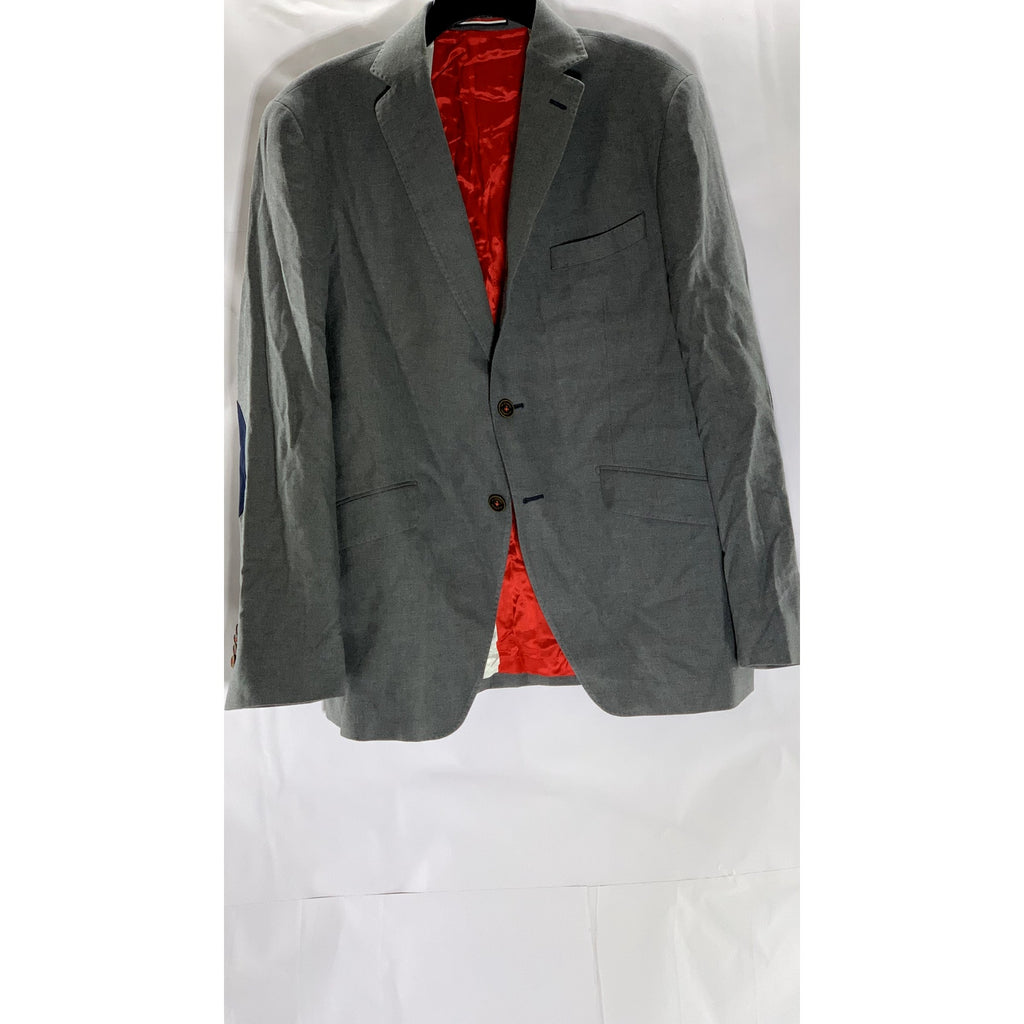 EL GANSO Men's Gray Two-Button Elbow Patch Regular-Fit Blazer SZ 52(US42)