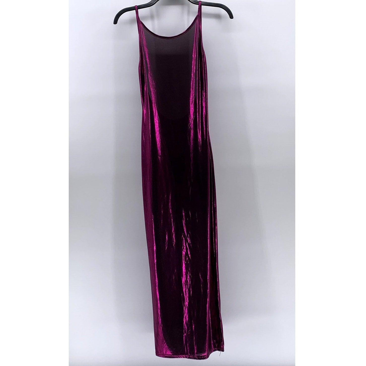 UNBRANDED Women's Purple Metallic Scoop-Neck Backless Spaghetti Strap Dress SZ M