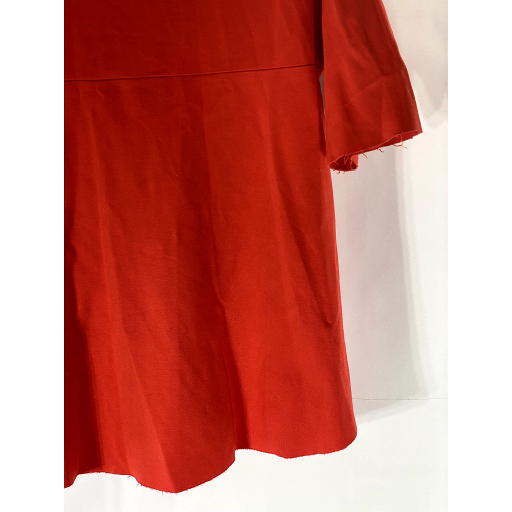 IMPERIAL Women's Red Solid Boatneck Short Sleeve Hi-Lo Hem Top SZ M