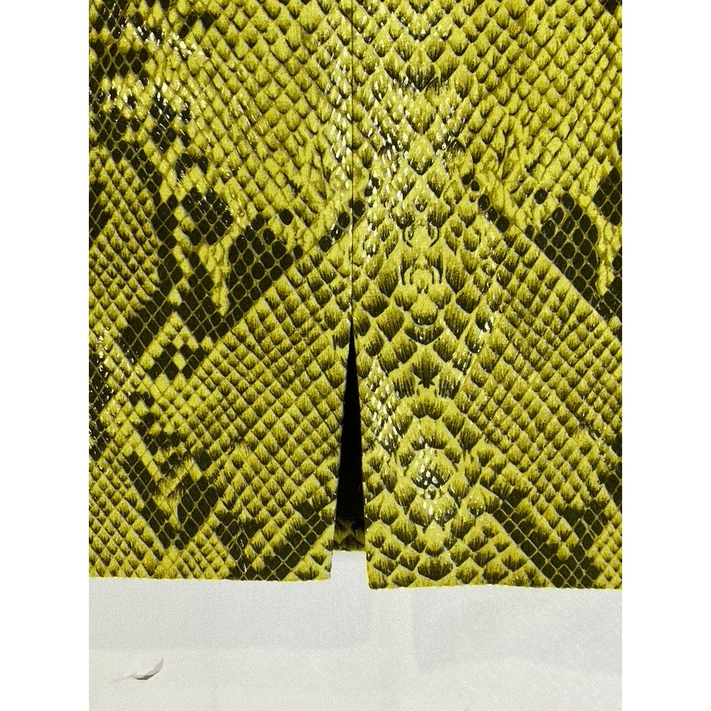 OLGA MARTINEZ BARCELONA Women's Yellow Snake Print Straight Skirt SZ M