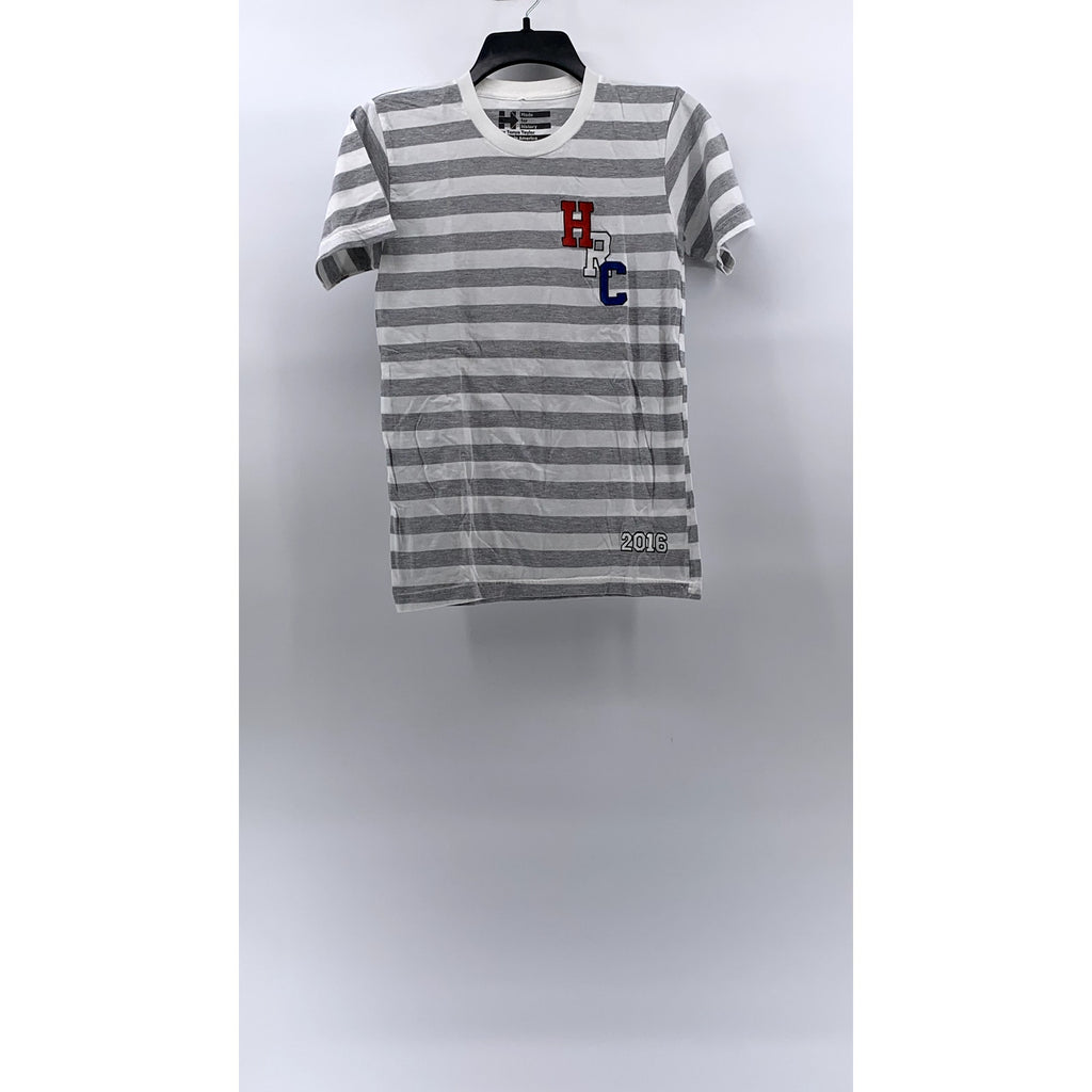 MADE FOR HISTORY By Tanya Taylor Women's Gray-White Striped Crewneck Top SZ XS