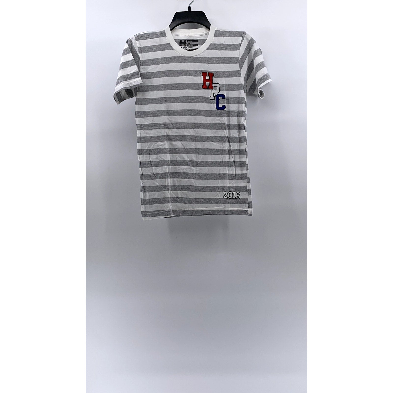 MADE FOR HISTORY By Tanya Taylor Women's Gray-White Striped Crewneck Top SZ XS