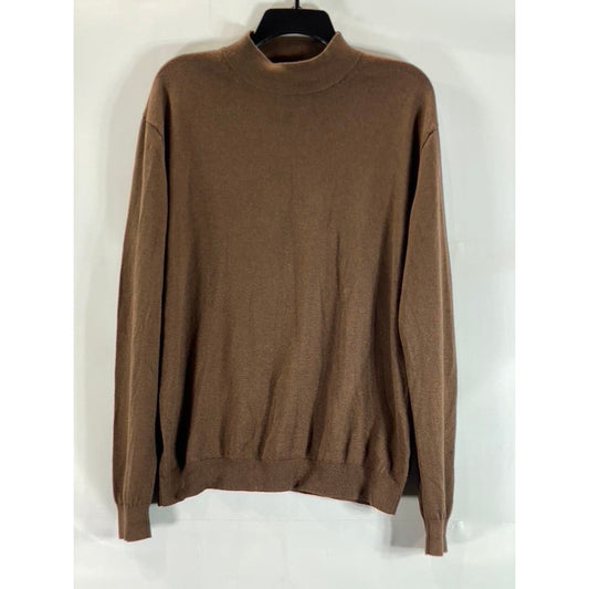 PAUL FREDRICK Men's Brown Mock-Neck Long Sleeve Pullover Sweater SZ M