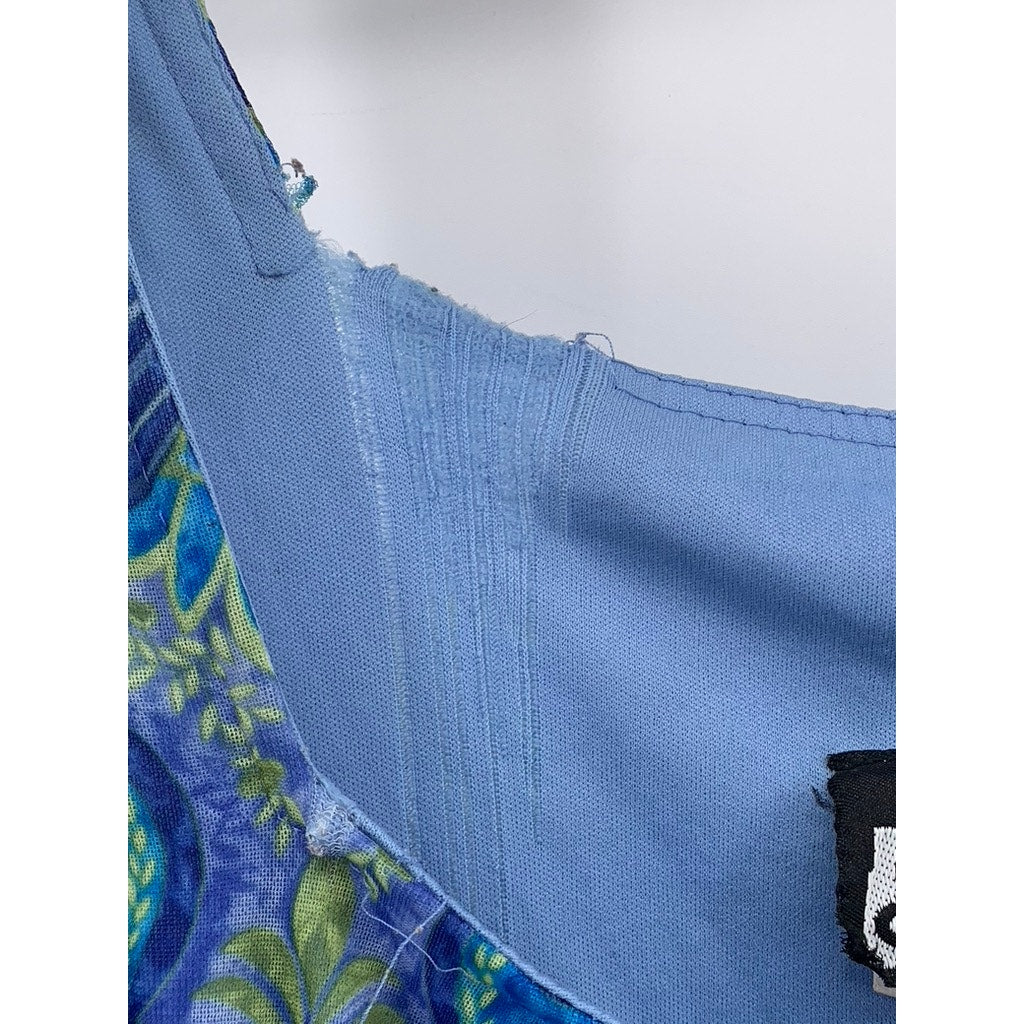 CITY STUDIO Women's Blue Mesh Paisley Straight-Neck Bodycon Mini Dress SZ S