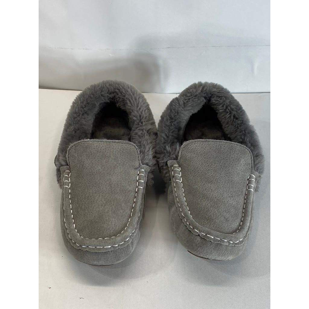 LAMO Women's Charcoal Faux-Fur Aussie Moc-Toe Cirrus Memory Foam Slipper SZ 5