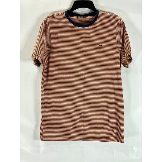 MICHAEL KORS Men's Orange/Navy Mini Striped Crewneck Short Sleeve T-Shirt SZ S