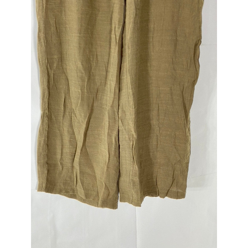 BEACH BREAK Women's Tan Lightweight Drawstring Pull-On Pants SZ M