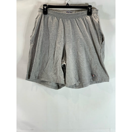 CHAMPION Men's Light Gray Regular-Fit Solid Pull-On Sweat Shorts SZ M