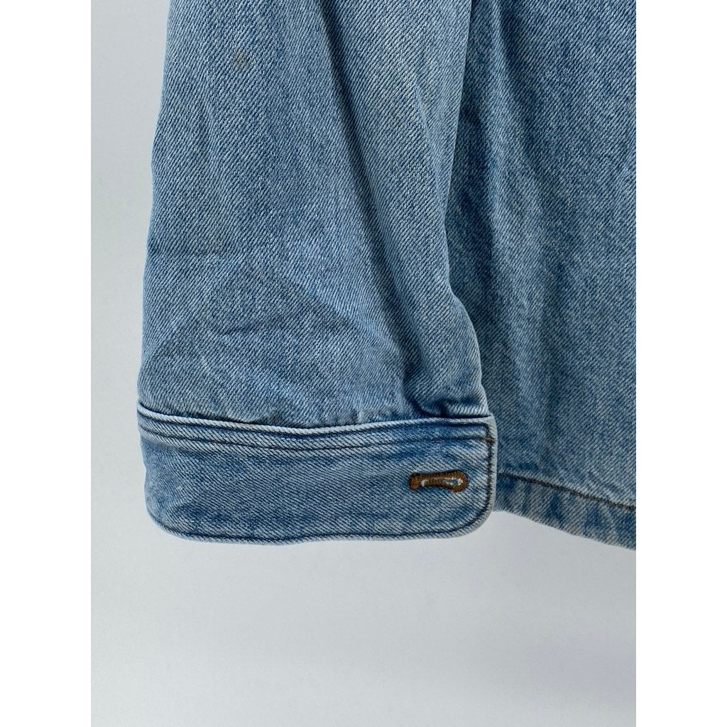 MADEWELL Men’s Highbury Wash Blue Denim Relaxed-Fit Button-Up Shirt Jacket SZ S