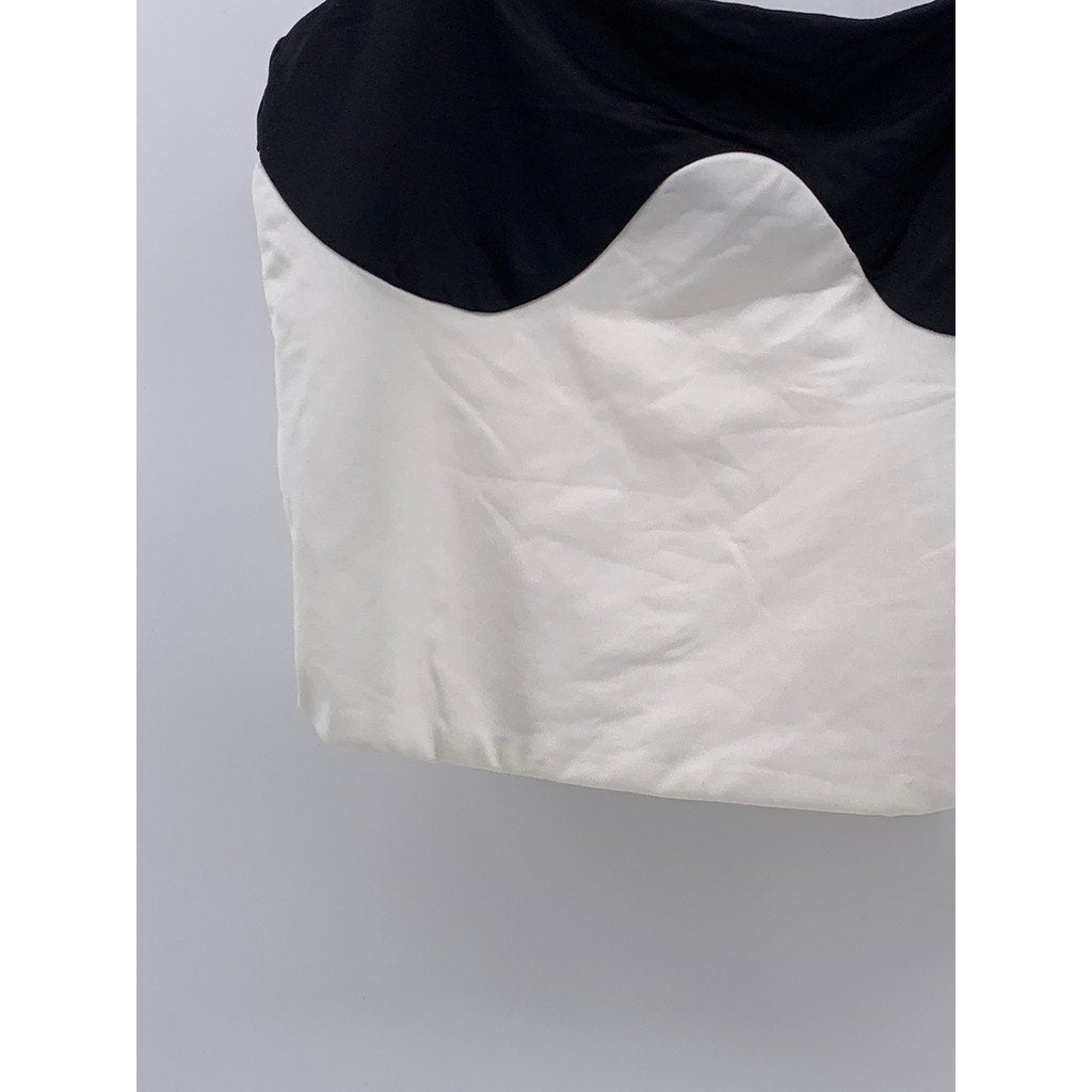 FOREVER 21 Women's Black-White Colorblock Spaghetti Strap Cropped Top SZ S