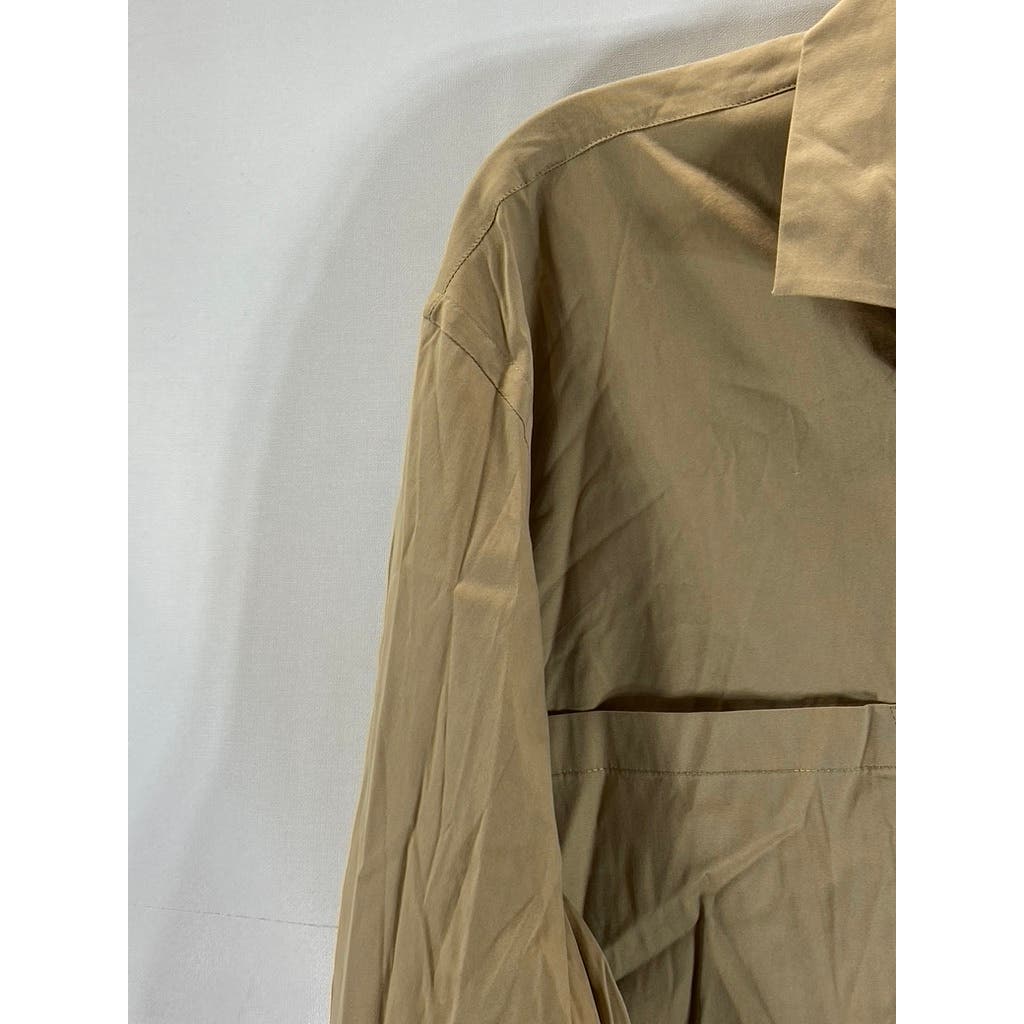 ZARA Men's Tan Relaxed-Fit Button-Up Long Sleeve Shirt SZ L