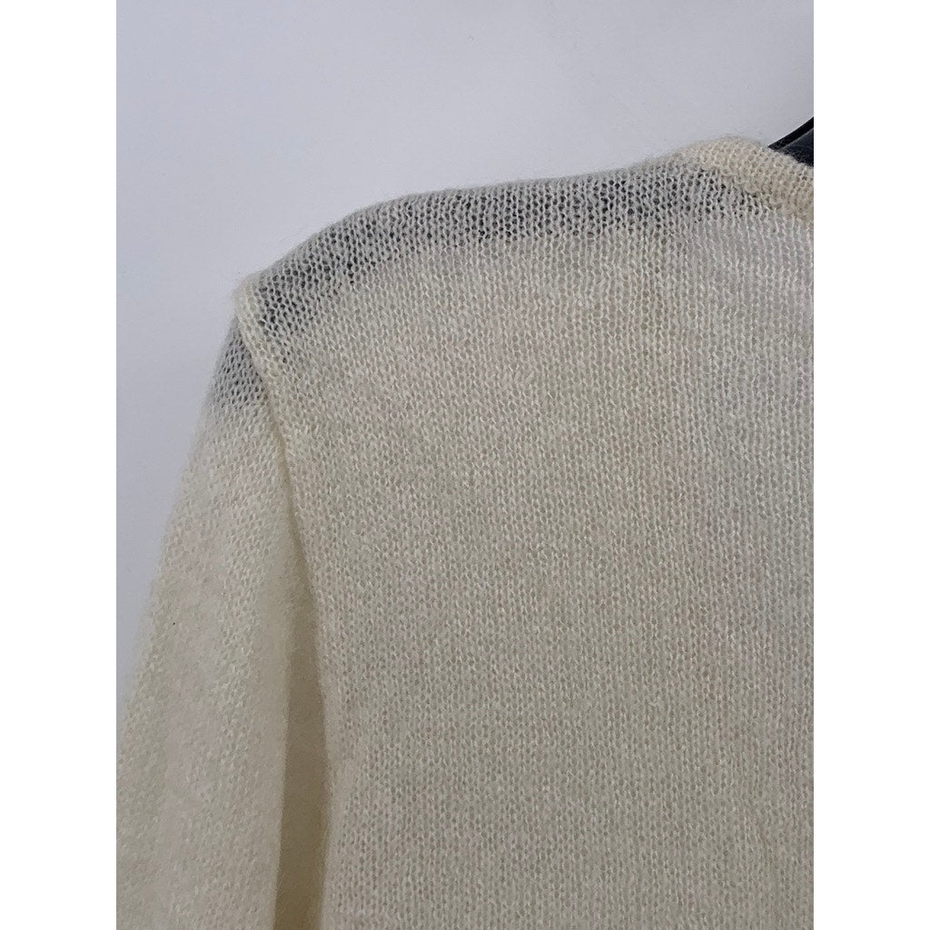 BRANDY MELVILLE Women's Off-White V-Neck Long Sleeve Knit Sweater SZ OS