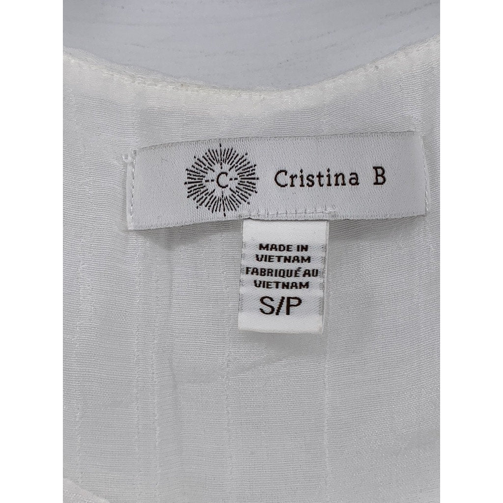 CRISTINA B Women's White Scoop-Neck Sleeveless Top SZ S