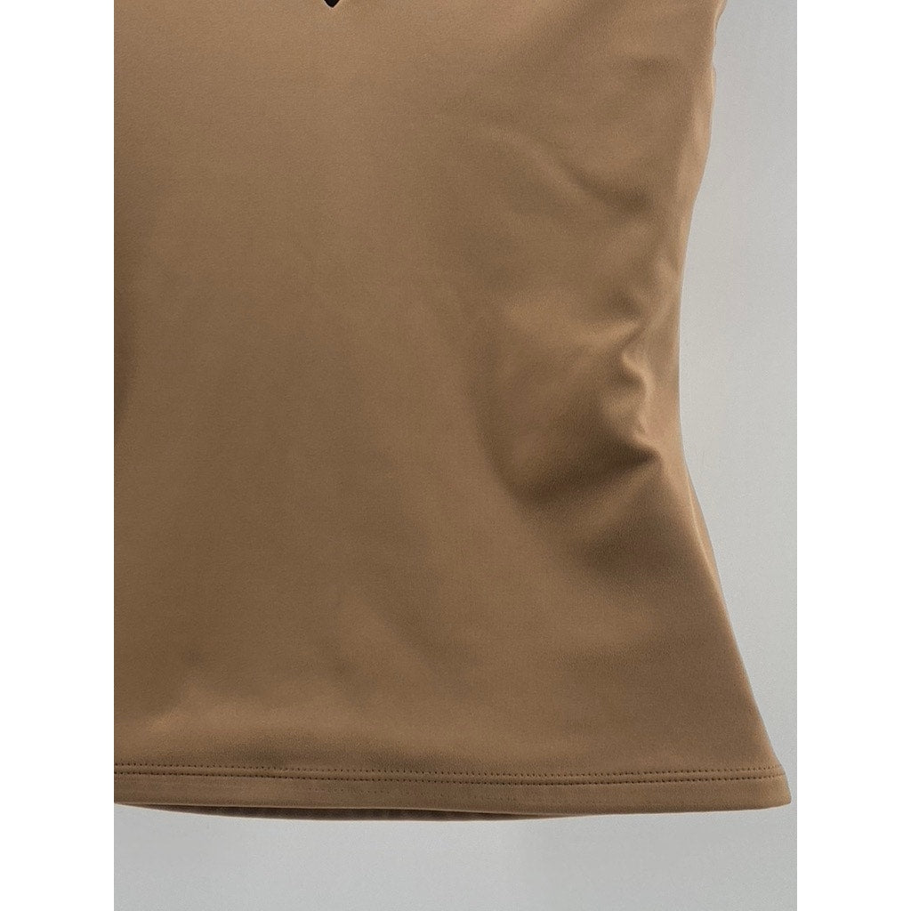 EXPRESS Women's Pecan Double V-Neck Body Contour High Compression Tank Top SZ S